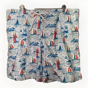 St. John’s Bay Swim Trunks Men’s XXL Blue Sailboat Print 9” Inseam Mesh Lined